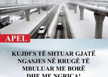 Policia me apel për shoferët: Vozitni me kujdes në rrugët e mbuluara me borë