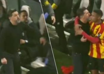 Besnik Hasi nervozohet keq, gati sa nuk shkoi në tribuna për t’u rrahur me tifozin