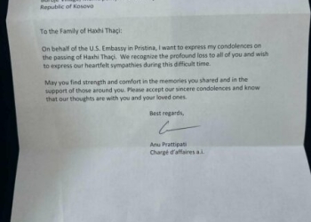 Ambasada amerikane shpreh ngushëllime për vdekjen e Haxhi Thaçit
