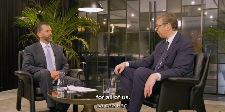 Djali i Trumpit publikon intervistën me Vuçiqin, përmendet edhe Kosova