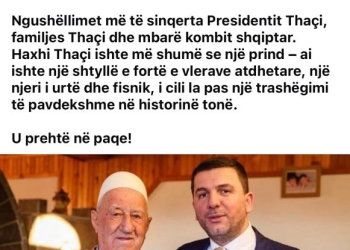 Vdekja e babait të Thaçit, Krasniqi: Nuk u shua vetëm një njeri, por një baba që i dha Kosovës një çlirimtar
