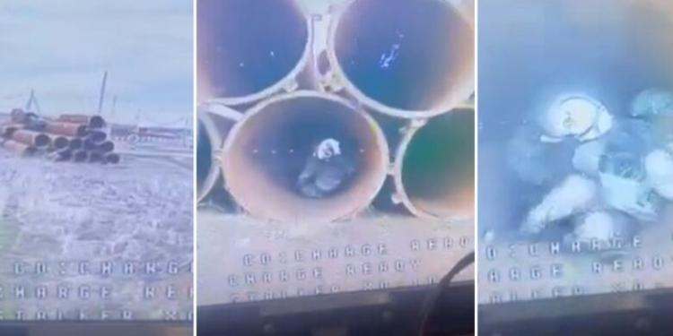 Droni ukrainas me fibra optike fluturon në një tub ku fshihen ushtarët rusë