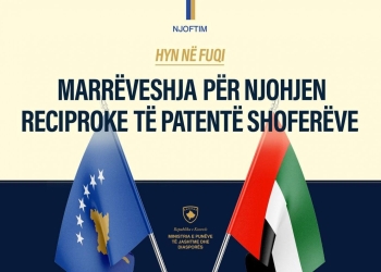 Hyn në fuqi Marrëveshja për njohjen e patentë-shoferëve mes Kosovës dhe Emirateve të Bashkuara Arabe