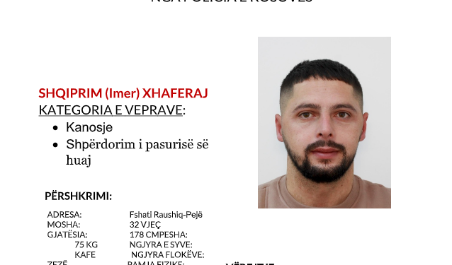 Policia e shpall në kërkim një 32 vjeçar nga Peja, dyshohet për dy vepra penale
