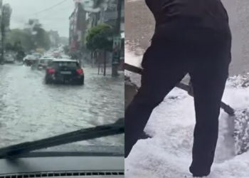 Përmbytje në Gjilan, stuhi shiu e breshëri përfshijnë edhe Ferizajn e zona tjera të vendit