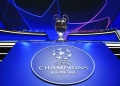 The trophy is placed on display for the photographers before the soccer Champions League draw in Istanbul, Turkey, Thursday, Aug. 26, 2021. (AP Photo/Emrah Gurel)