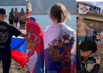 Simbole provokuese ruse dhe serbe në shënimin e Bogojavlenjes në Liqenin e Ujmanit
