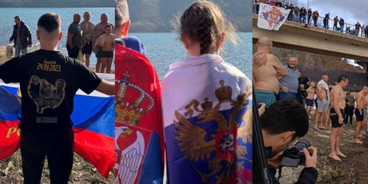 Simbole provokuese ruse dhe serbe në shënimin e Bogojavlenjes në Liqenin e Ujmanit