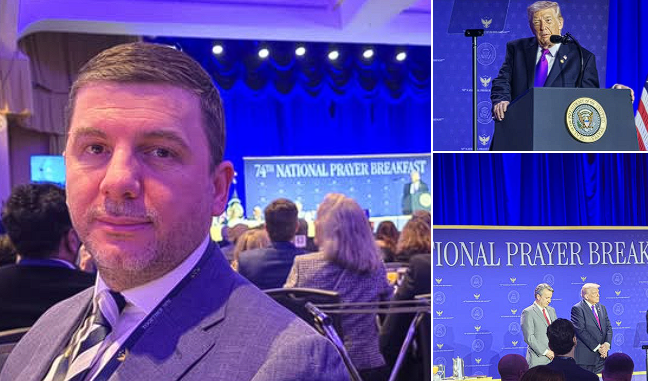 Memli Krasniqi merr pjesë në Mëngjesin Kombëtar të Lutjeve në SHBA, në praninë e Trumpit