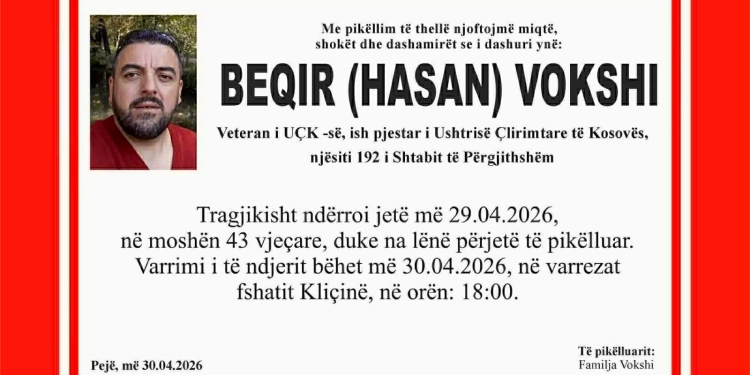 Sot varroset 43-vjeçari i cili vdiq dje në vendin e punës