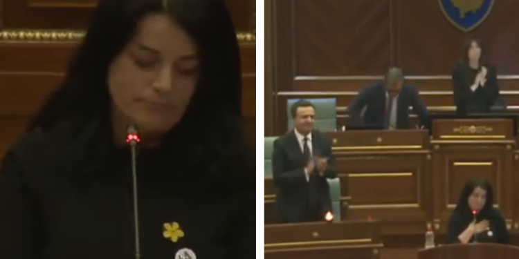 Vasfije Krasniqi përlotet gjatë fjalimit, merr duartrokitje nga Kuvendi