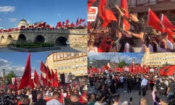 Protesta në Shkup, studentët kërkojnë dorëheqjen e Ministrit të Drejtësisë që po kundërshton provimin në gjuhën shqipe