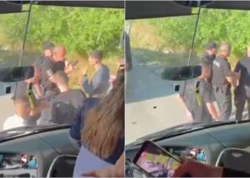 Pamje se si u ndaluan studentët shqiptarë në Bllatë teksa udhëtonin për protestën në Shkup
