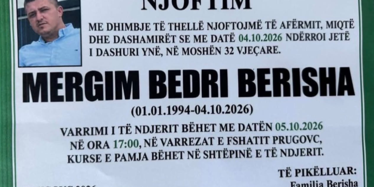 Këmbësori që vdiq pasi u godit nga vetura në Prugovc, varroset nesër